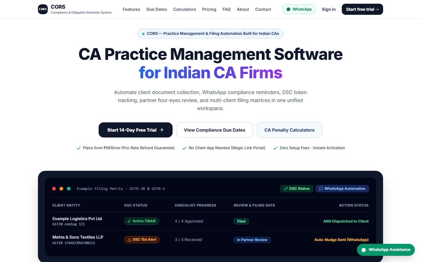 CORS — CA Practice Management & Statutory Filing Automation