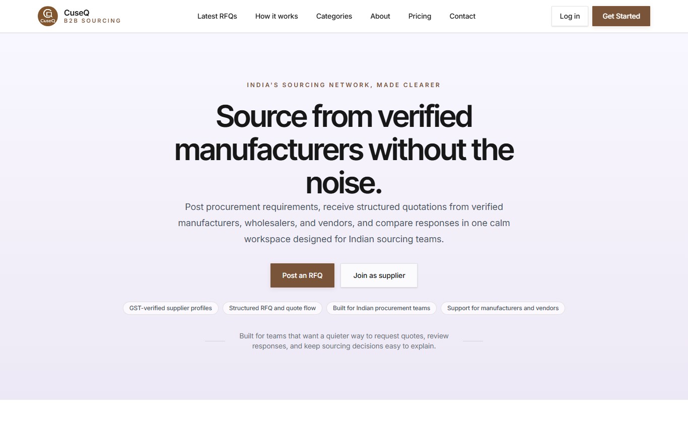 CuseQ — Verified B2B Industrial Sourcing & RFQ Platform
