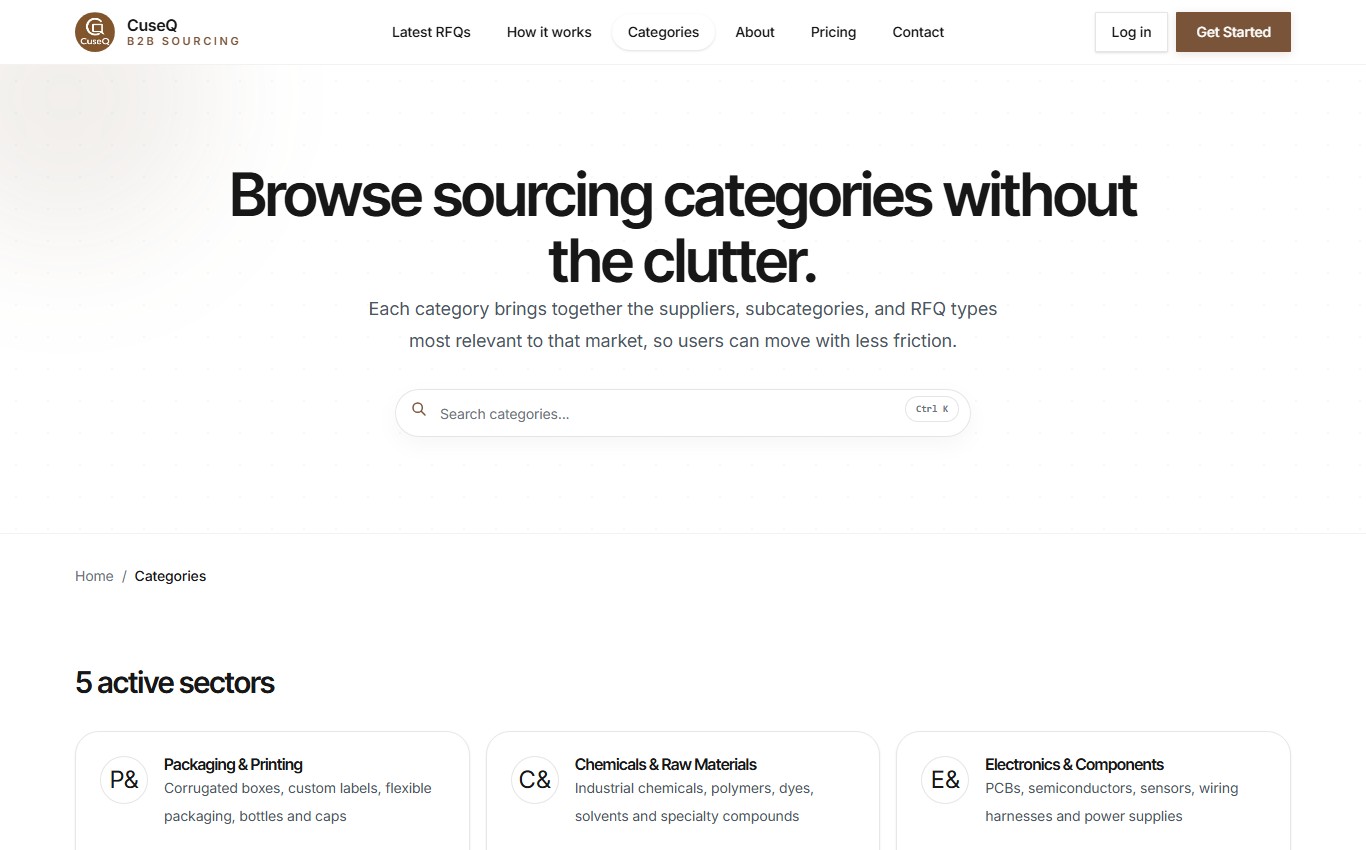 CuseQ — Verified B2B Industrial Sourcing & RFQ Platform showcase