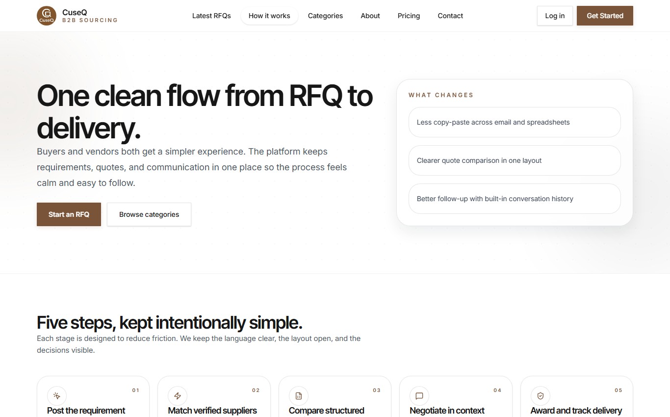 CuseQ — Verified B2B Industrial Sourcing & RFQ Platform showcase