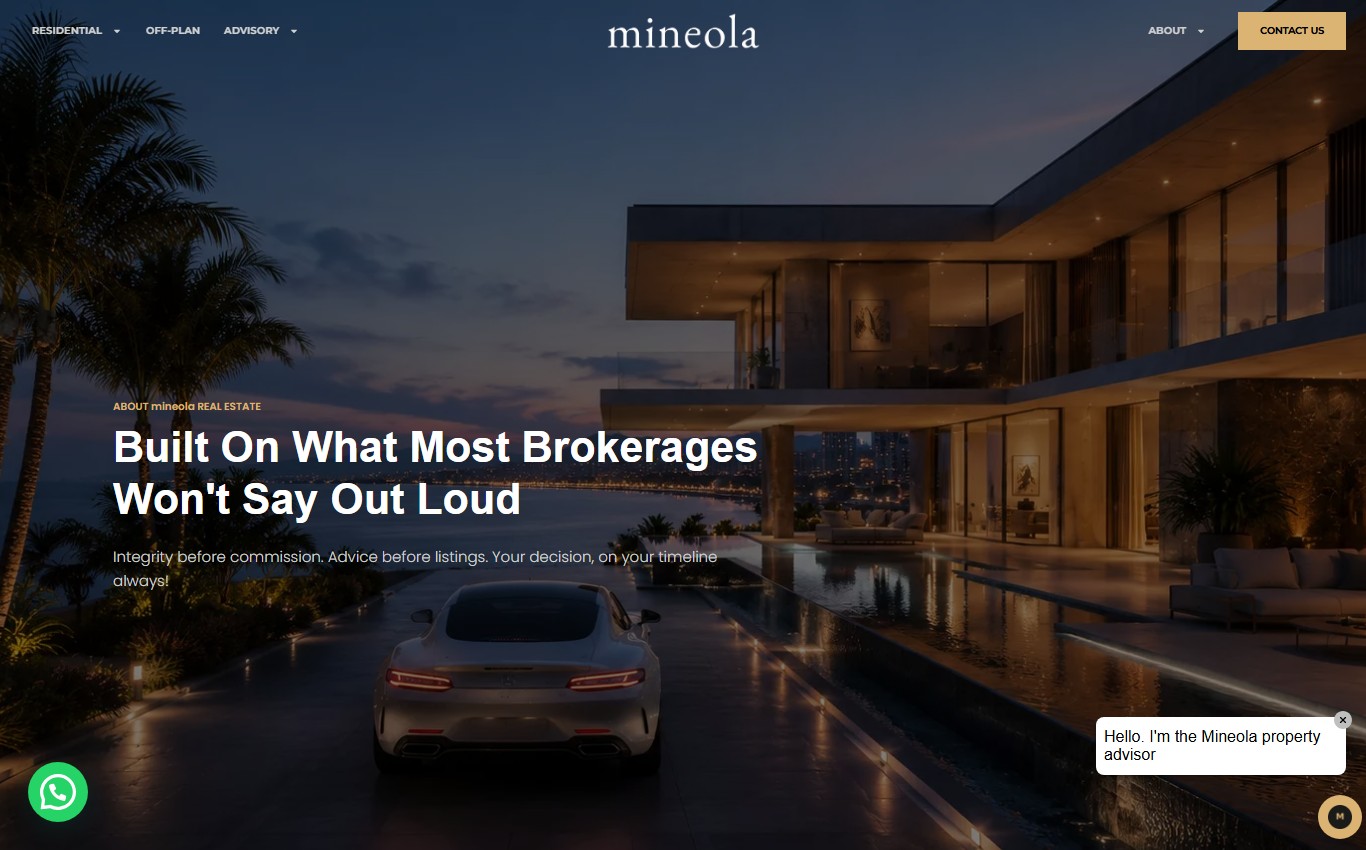 Mineola Real Estate — UAE Luxury Property Advisory & Off-Plan Portal showcase